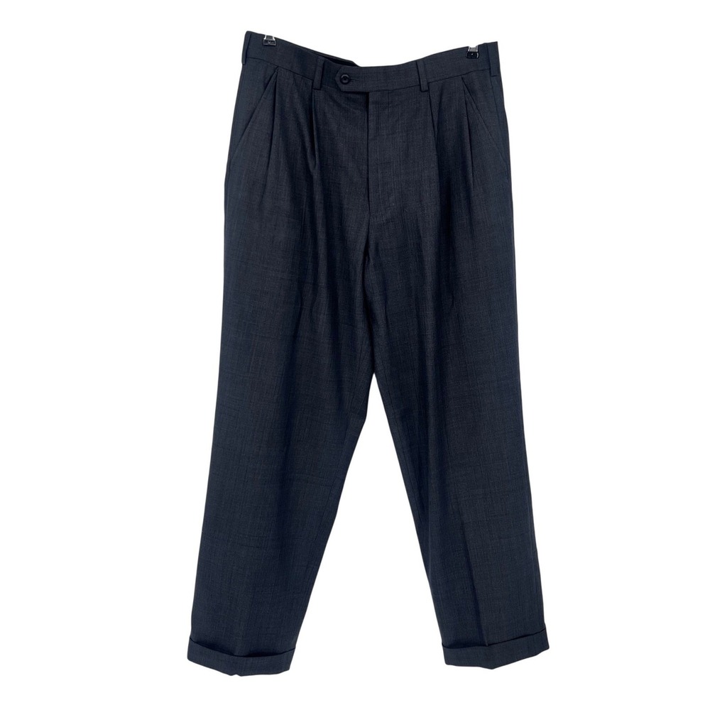 Perry Ellis Portfolio Men's Charcoal Gray Pleated Dress Pants Size 34x30 Office